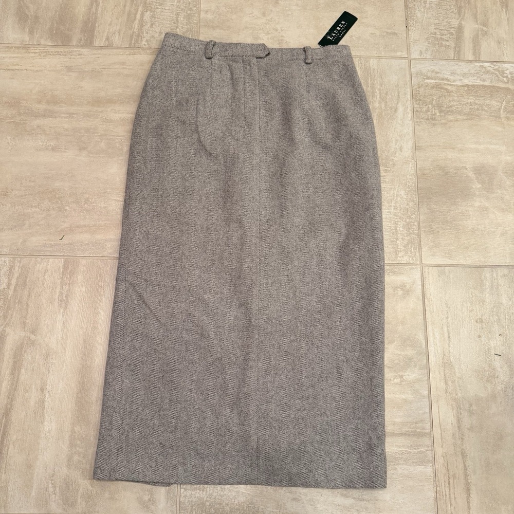 Vintage Lauren Ralph Lauren Wool Angora Pencil Skirt 14W Gray Academia Old Money